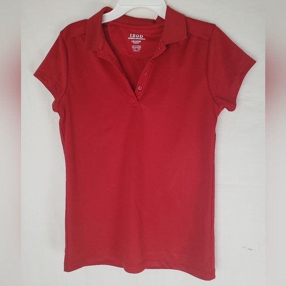 Lot of 3 IZOD Girl's Red, Green, and Navy Short Sleeve Uniform Shirts Sz 14-16.5 - Picture 3 of 4